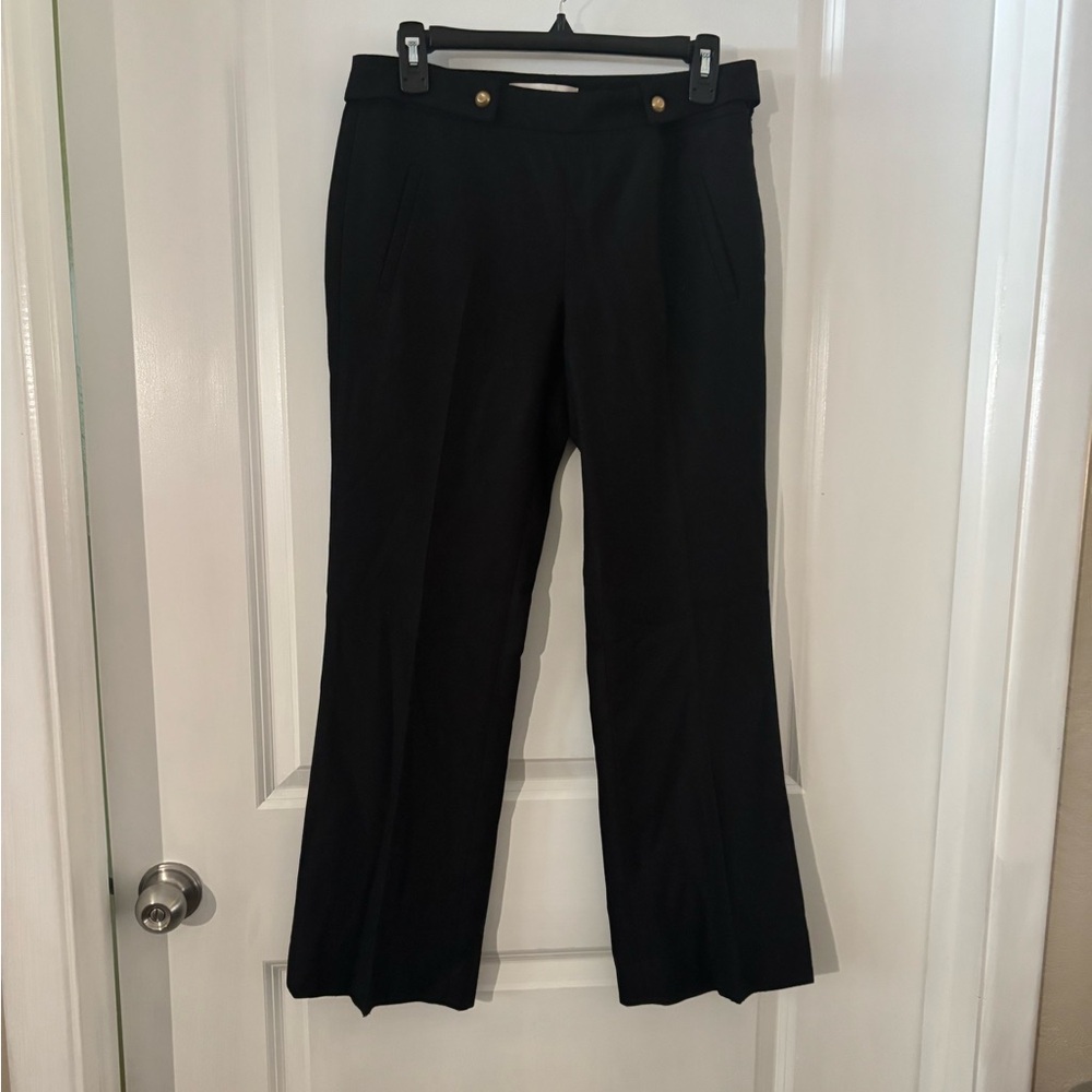 Ann Taylor Loft Women's Black Kate Pants with Button Waist Detail Sz 2